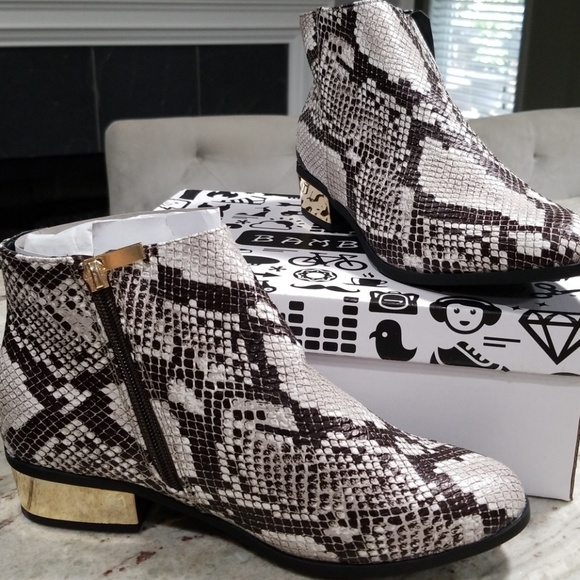bamboo faux snakeskin booties